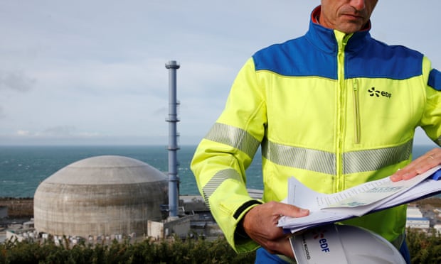 An EDF employee at the construction site of the beleaguered third-generation European Pressurised Water nuclear reactor in Flamanville, France. 