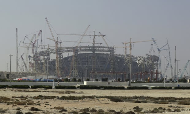 Construction of the Lusail stadium in Qatar, one of the 2022 World Cup stadiums.