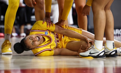 USC's JuJu Watkins in tears as apparent torn ACL ends her NCAA Tournament | NCAA Tournament | The Guardian