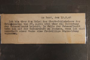A message from a sailor’s soldbuch warning that desertion would be punishable by death