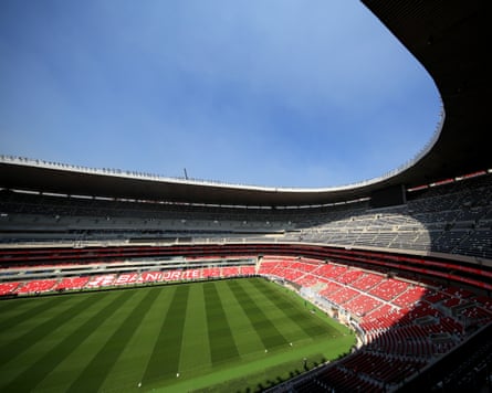 A wide shot of an empty Estadio Banorte.