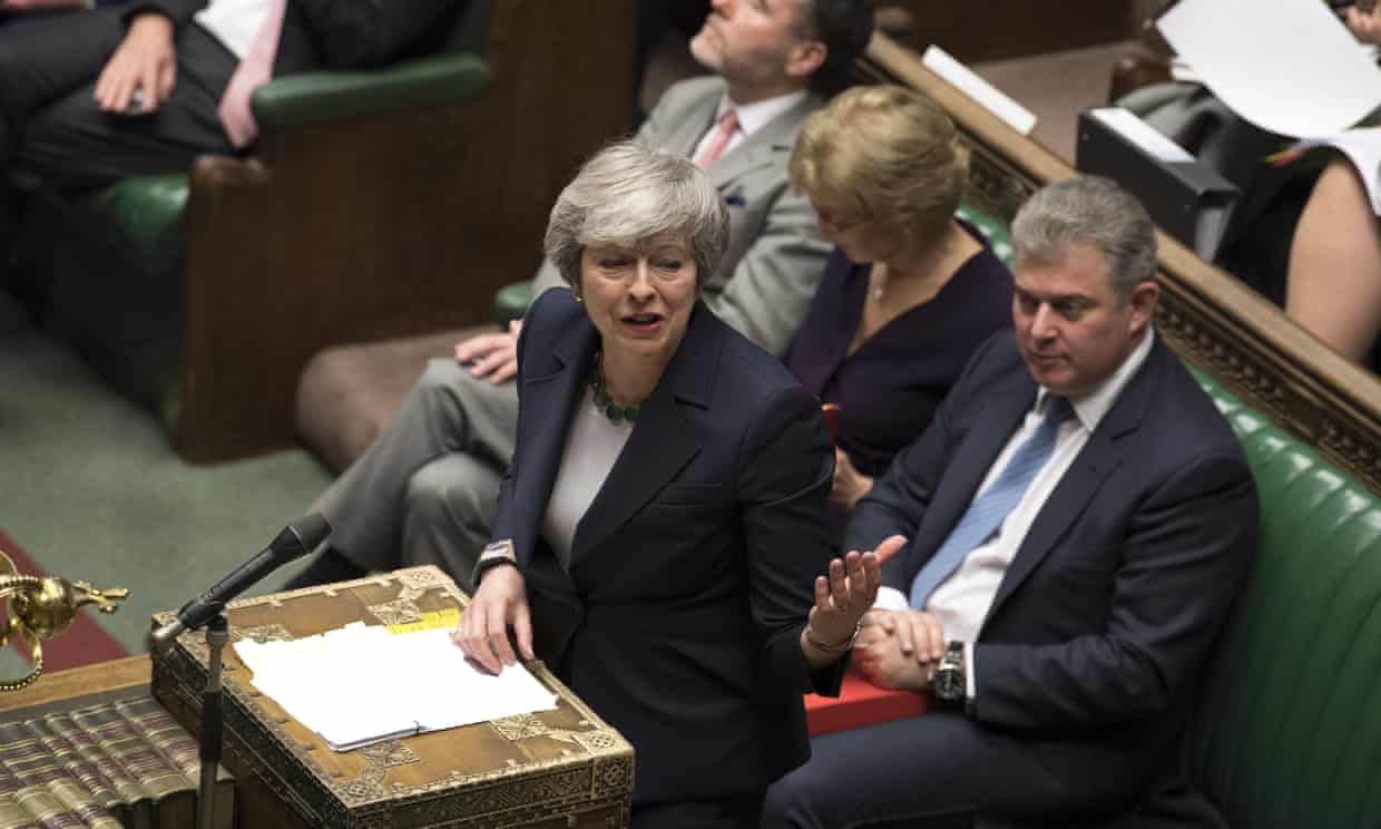 Theresa May addresses MPs in the Commons