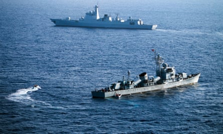 Crew members of China’s South Sea Fleet taking part in a drill in the Xisha Islands, or the Paracel Islands in the South China Sea.