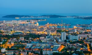 Cityscape of night Toulon