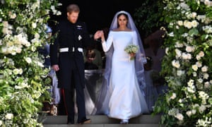 The Duke and Duchess of Sussex follow in the footsteps of St George's Chapel, Windsor Castle, after their wedding