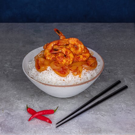 Prawns in tomato sambal.