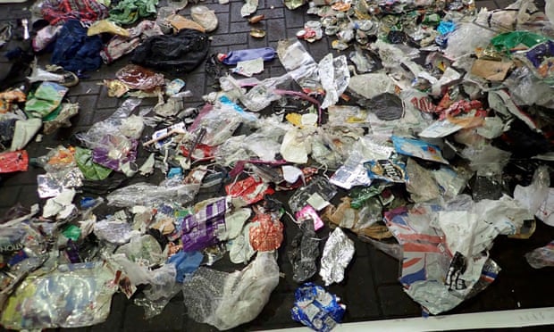 Some of the rubbish marked as waste paper for recycling