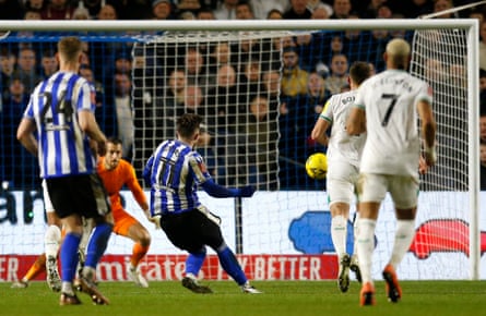Sheffield Wednesday’s Josh Windass fires his side’s second goal past Martin Dubravka in the Newcastle goal