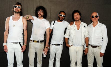 Zdar, second from right, with other stars of the French touch scene: Busy P, Gaspard Auge of Justice, DJ Mehdi and Boom Bass.