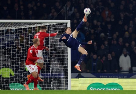 Scott McTominay scores his spectacular overhead footwear against Denmark