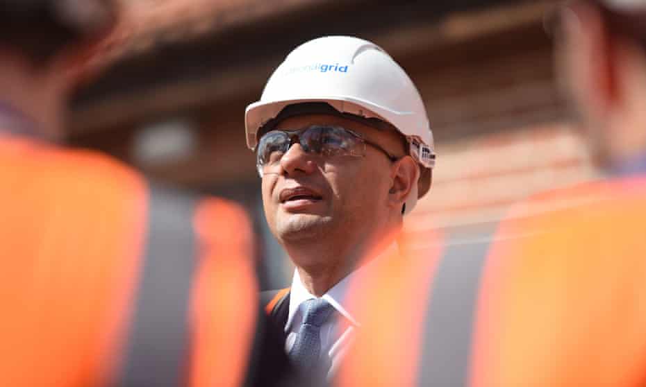 Sajid Javid looks on during a visit at the National Grid training centre near Newark. He said he was not expecting a recession ‘at all’.
