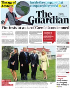Guardian front page, Wednesday 25 April 2018