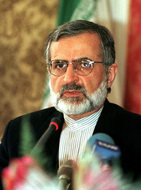 Iranian foreign minister Kamal Kharazi addresses reporters at a 1999 press conference in Tehran.