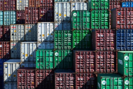 Shipping containers stacked at Port Botany in Sydney