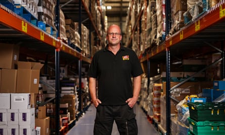 Dan Parslow in the Daventry warehouse of his business Best before it’s Gone, which sells food past its best-before date
