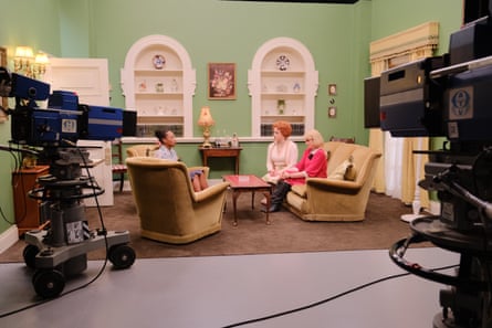‘Never going to light it as badly as they did’ … Helena Bonham Carter, Antonia Berath and Bethany Antonia in the green sitting room of Nolly.