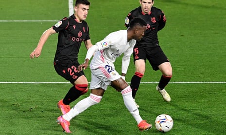 Vinícius Júnior in action for Real Madrid in their draw with Real Sociedad