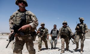 U.S. troops patrol at an Afghan National Army (ANA) Base in Logar province, Afghanistan