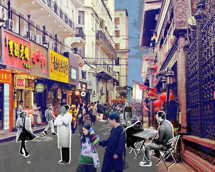 illustration of a street in China