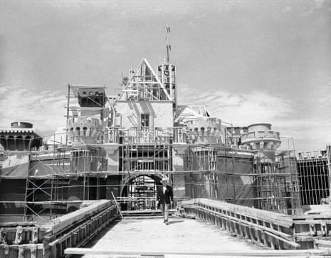 Walt Disney at Disneyland, in Anaheim, California, in 1955, the year the park opened.
