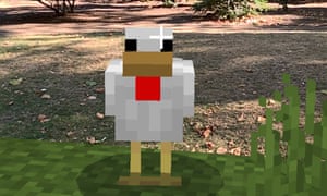 Un poulet Minecraft à Londres ... Minecraft Earth.