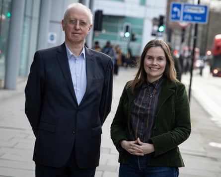 Andrew Haines and Katrin Jakobsdóttir pose for a photo standing in a London street
