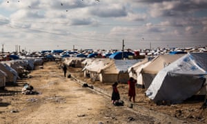 Children in the al-Hawl camp to which many suspected Isis families have fled from heavy fighting in Baghuz.