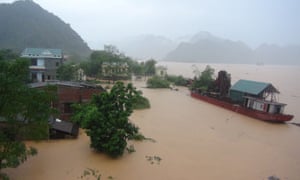 Floods surround houses in Vietnam’s Ha Tinh province