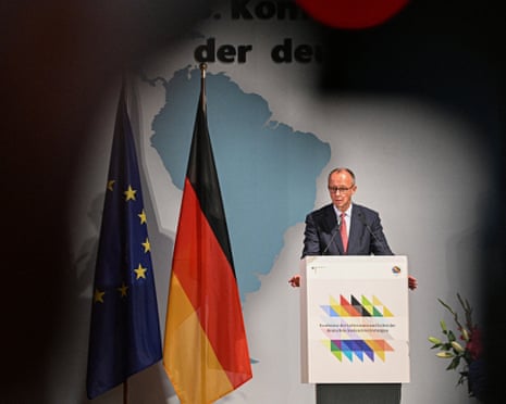 German chancellor Friedrich Merz gives his opening speech of the Conference of Ambassadors at the German Foreign Ministry in Berlin, Germany.