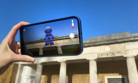 Go figure … an augmented reality sculpture by Kaws seen on the Acute Art app. 