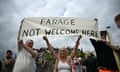 Demonstrators protest against Nigel Farage and Reform UK in Clacton-on-Sea on June 4.