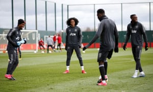 Manchester United players at their training centre.