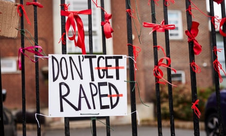 Protest against rape culture outside a school in south London.