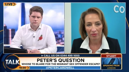Peter Cardwell with Reform UK's Sarah Pochin on TalkTV, 25 Oct 2025.