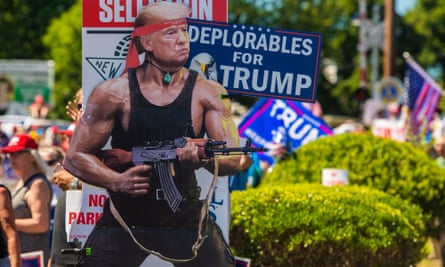 Donald Trump supporters await his arrival in Scranton, Joe Biden’s home town.