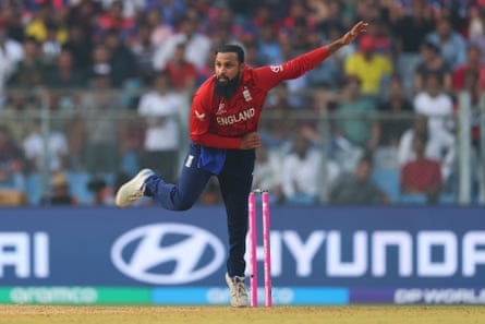 England spinner Adil Rashid bowls against Nepal