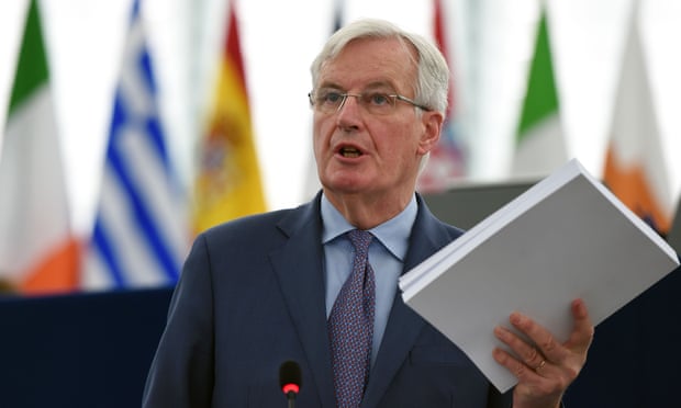 Michel Barnier speaks at a Brexit debate in Strasbourg on Wednesday