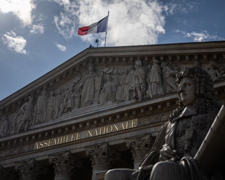 Exterior view of the National Assembly as the French prime minister and his government face a vote of confidence, in Paris, France.
