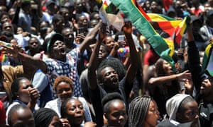 University of Zimbabwe students protest against Robert Mugabe in Harare.