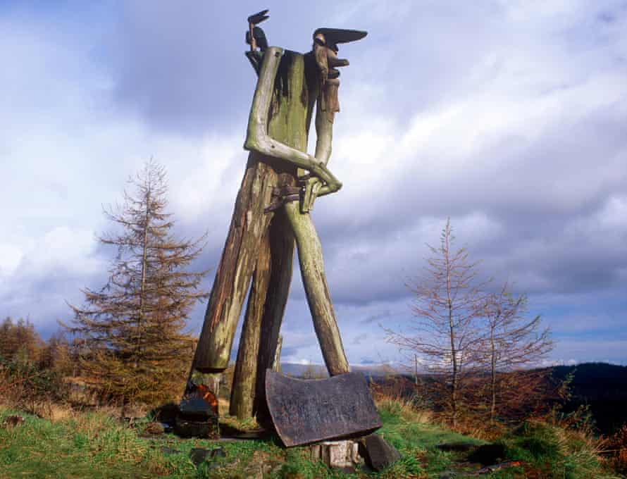 Axe-man sculpture at Grizedale in Cumbria