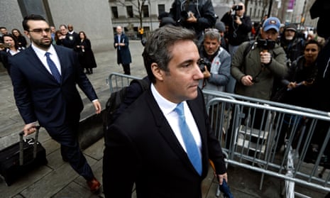 Michael Cohen exits federal court in New York City on Monday.