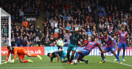 Mario Lemina of Southampton attempts to take the ball away from danger.
