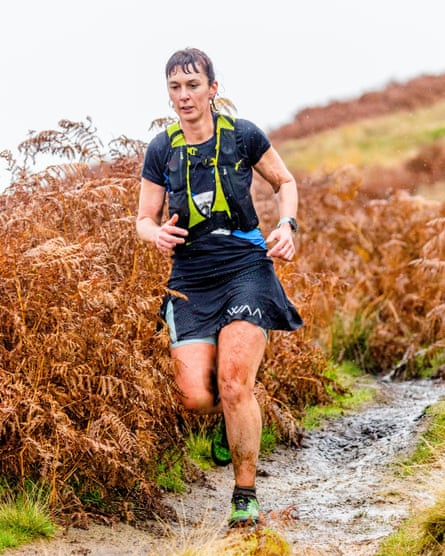 Rose George during the Shepherds Skyline fell race in the Calder Valley, West Yorkshire.