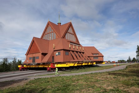 The church being rolled