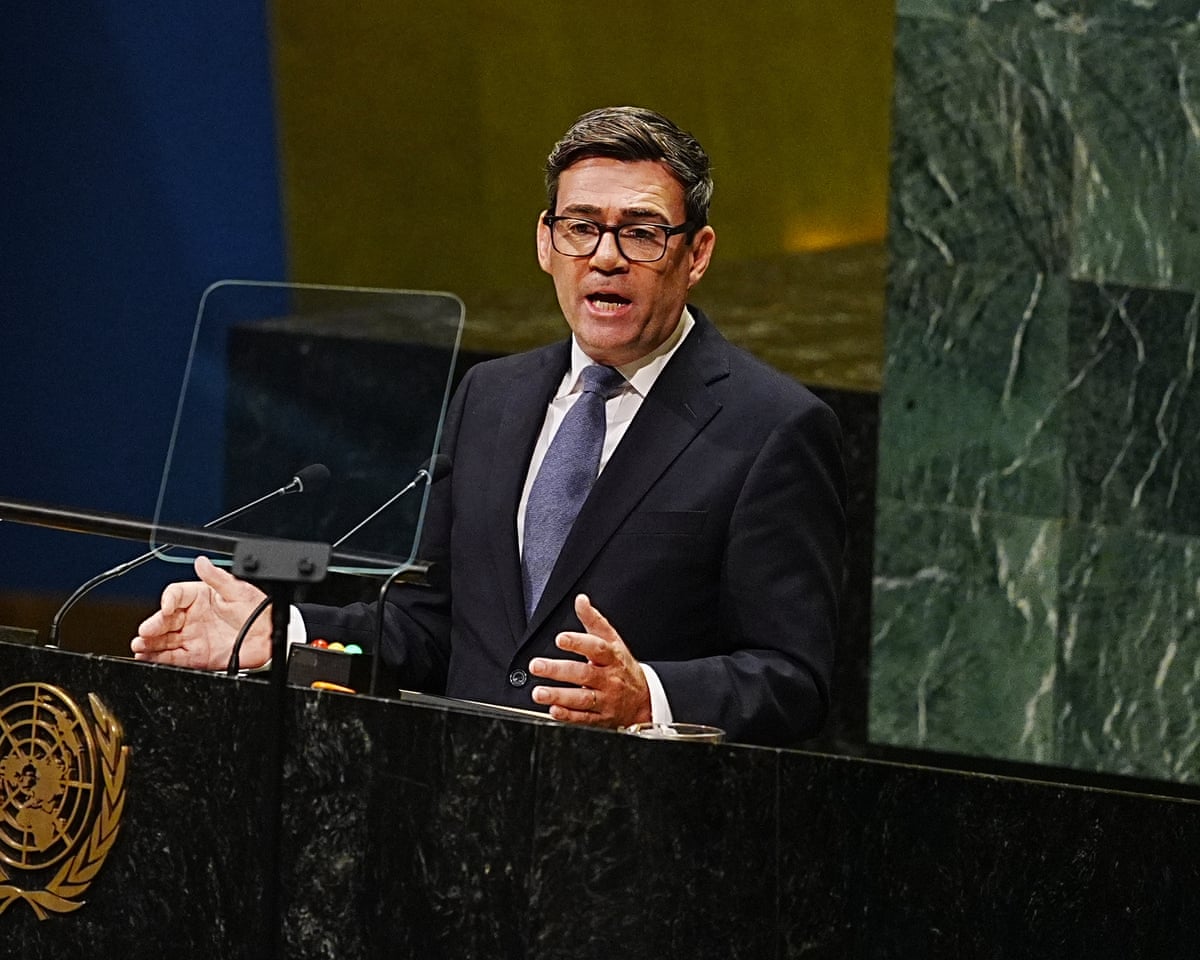UK prime minister Andy Burnham addresses the United Nations General Assembly (UNGA) during the 81st session of UNGA high-level meetings, in New York.