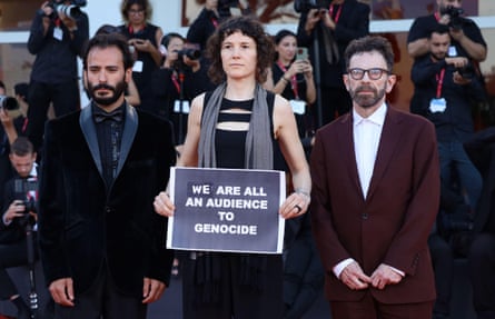 Josef Akiki, Eva H.D. and Charlie Kaufman at the Venice film festival this month.