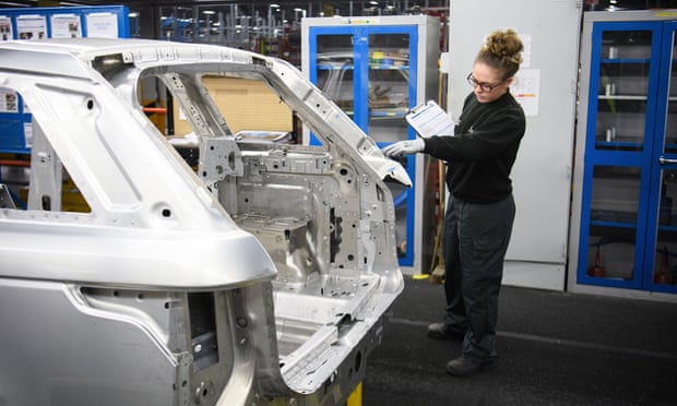 A worker at the Jaguar Land Rover plant in Solihull, UK.