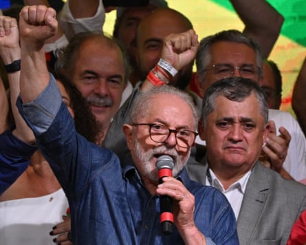 Luiz Inácio Lula da Silva speaking after winning the presidential run-off election in October 2022.