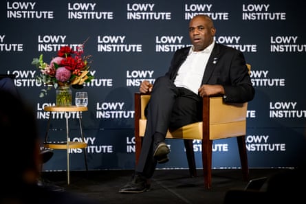 UK foreign secretary David Lammy speaks at an event at the Lowy Institute in Sydney on Saturday.