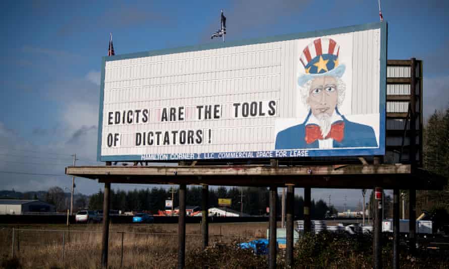 billboard with a picture of Uncle Sam which reads 'edicts are the tools of dictators!'